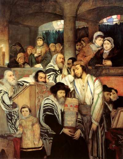 Juden beten in der Synagoge an Jom Kippur von Maurycy Gottlieb