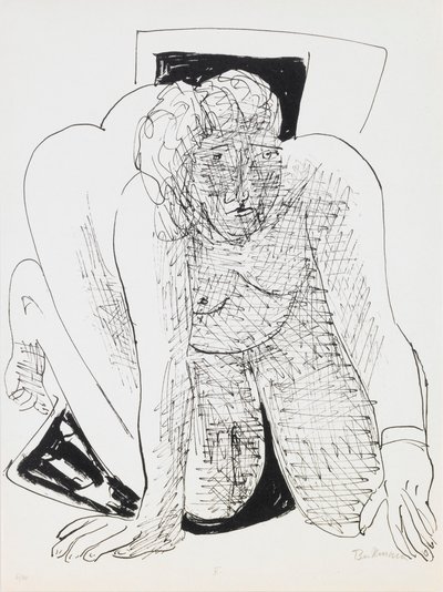 Kriechende Frau, Platte 5 aus dem Portfolio „Tag und Traum“ von Max Beckmann