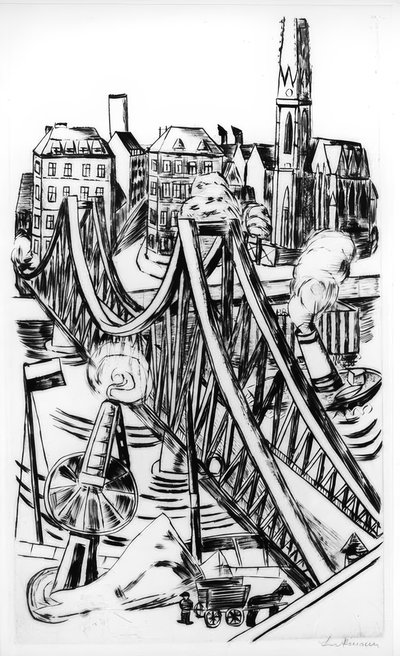 Große Brücke (Der Eiserne Steg in Frankfurt am Main) von Max Beckmann