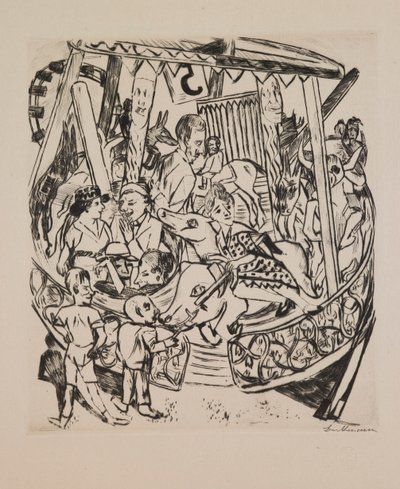 Karussell, Platte 7 aus dem Portfolio „Jahrmarkt“ von Max Beckmann