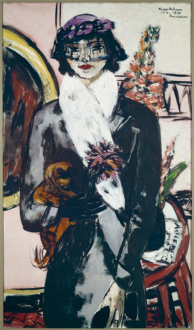 Quappi mit weißem Pelz von Max Beckmann