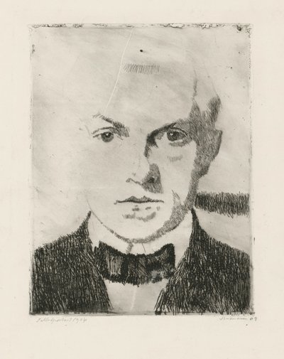 Selbstbildnis (erster Zustandsdruck der Kaltnadelradierung "Liebespaar" von 1916) von Max Beckmann
