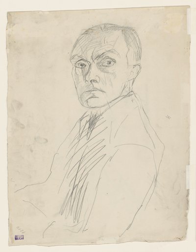 Selbstporträt im Halbprofil nach links (verworfen) von Max Beckmann