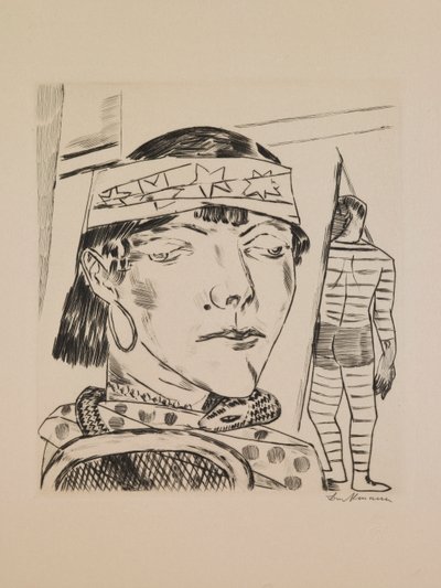 Schlangenfrau, Platte 10 aus dem Portfolio „Jahresmesse“ von Max Beckmann