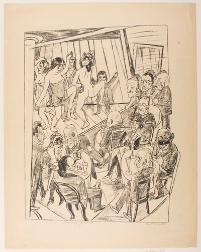 Striptease, Platte 4 aus der Serie „Reise nach Berlin 1922“ von Max Beckmann