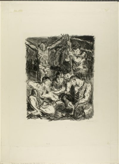 Würfeln vor dem Kreuz, Platte sechs aus Sechs Lithographien zum Neuen Testament von Max Beckmann