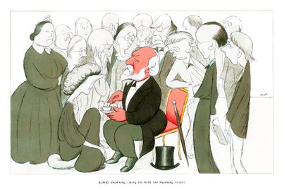 Robert Browning, beim Tee mit der Browning Society, 1904 von Henry Maximilian Beerbohm