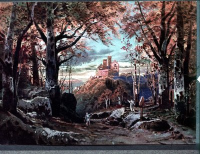 Dekor für „Tannhäuser“, Oper von Richard Wagner. Szenografie von Bruckner von Max Bruckner