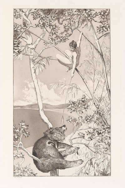 Bär und Elfe, Platte I aus Intermezzos, Opus IV von Max Klinger