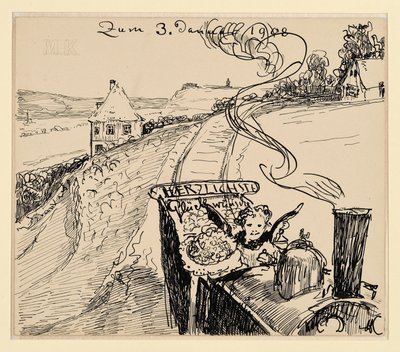 Gratulation zum 3. Jan. 1908 / Glückwunschkarte von Max Klinger
