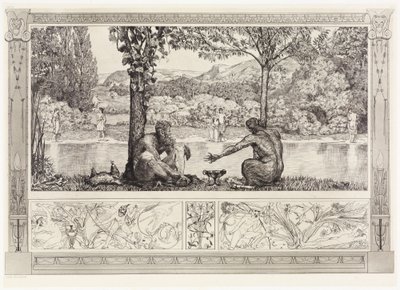 Narcissus und Echo I (Rettungen Ovidischer Opfer, Opus II, Blatt 7) von Max Klinger