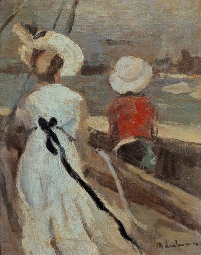 Frau mit Kind im Segelboot von Max Liebermann