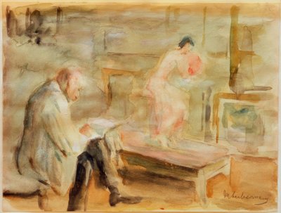 Selbstbildnis mit Modell im Atelier der Wannseevilla von Max Liebermann