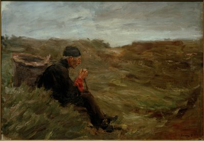 Sitzender Bauer in den Dünen von Max Liebermann