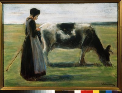 Ein Mädchen mit einer Kuh von Max Liebermann