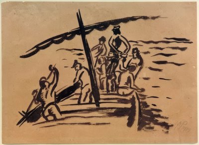 Fischer im Boot von Max Pechstein
