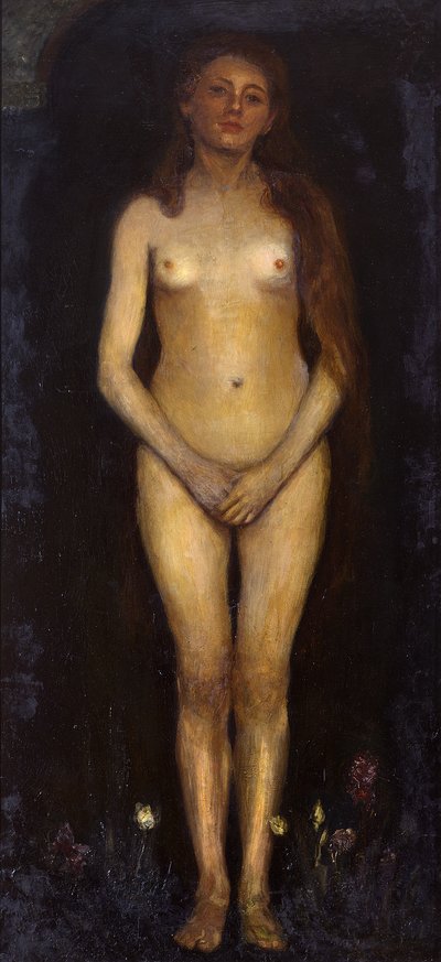 Frau. Linke Tafel des Diptychons „Menschenpaar (Homo Sapiens)“ von Max Slevogt