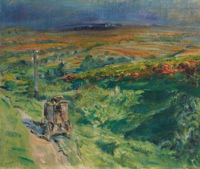 Palatinische Landschaft mit einem Weinfass von Max Slevogt