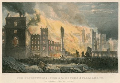 Die Zerstörung des Parlamentsgebäudes durch Feuer in der Nacht zum Donnerstag, 16. Oktober 1834 von Maxim Gauci