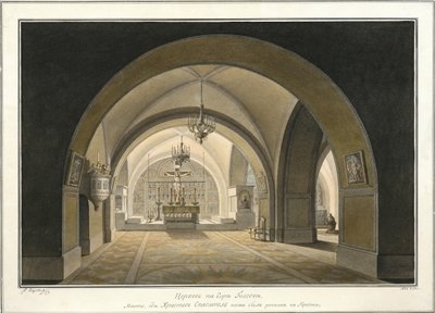 Innenraum der Grabeskirche am Ort von Golgatha, 1821 von Maxim Nikiphorovich Vorobyev