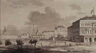 Moskauer Kreml vor dem Bau des Großen Kremlpalastes, 1817 von Maxim Nikiphorovich Vorobyev