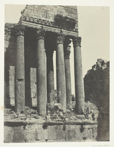Baalbeck (Heliopolis), Tempel des Jupiter, Ansicht vom Südostwinkel; Syrien von Maxime Du Camp