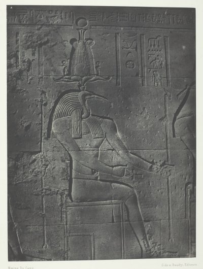 Großer Tempel der Isis in Philae, Tôth Ibiocéphale, Nubien, 1849-51, gedruckt 1852 von Maxime Du Camp