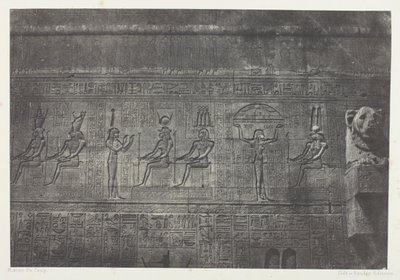 Großer Tempel von Dendérah (Teutyres), Skulpturen der hinteren Fassade; Oberägypten, Platte 20 aus dem Album "Egypte, Nubie, Palestine et Syrie" (1852) von Maxime Du Camp