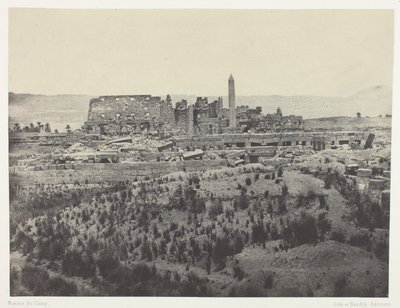 Palais de Karkak, Gesamtansicht der Ruinen, von Osten aufgenommen; Theben, Tafel 31 aus dem Album "Ägypten, Nubien, Palästina und Syrien" (1852) von Maxime Du Camp