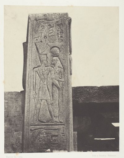 Palast von Karnak, Säule vor dem Granitheiligtum; Theben von Maxime Du Camp