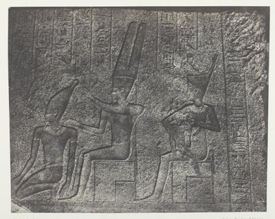 Palais de Karnak, Äußere Skulpturen des Granitheiligtums; Theben von Maxime Du Camp