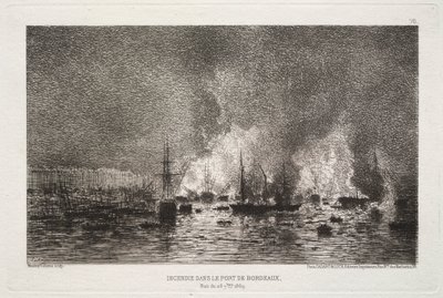 Brand im Hafen von Bordeaux von Maxime Lalanne