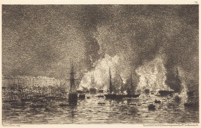 Brand im Hafen von Bordeaux von Maxime Lalanne
