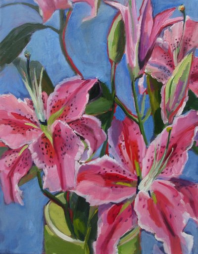 Lebendige rosa Lilien von Maxine Shore
