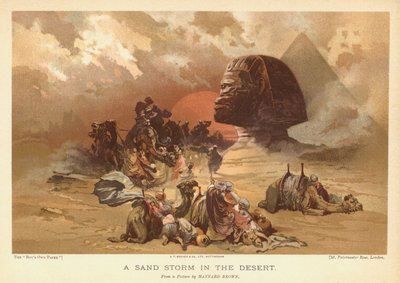 Ein Sandsturm in der Wüste (Farblitho) von Maynard Brown