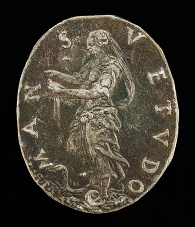 Sanftmut, die auf einer Schlange steht [Rückseite] von Medallist T.R.