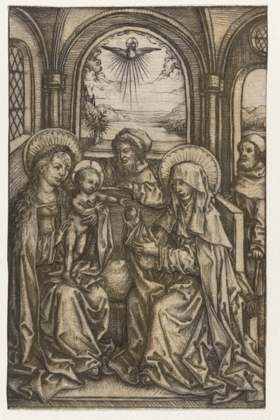 Die Heilige Familie in einem gewölbten Raum von Meester van het Amsterdamse Kabinet