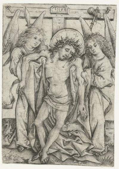 Der Leib Christi, unterstützt von zwei Engeln von Meester van het Amsterdamse Kabinet