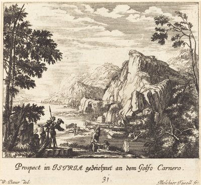 Istrien, Golf von Carnero von Melchior Küsel after Johann Wilhelm Baur