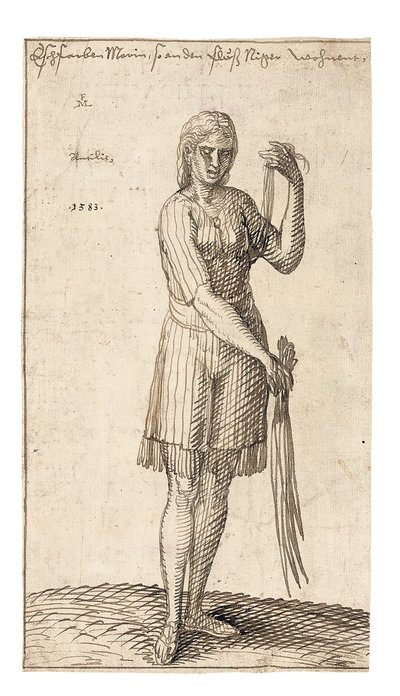 Eine nigerianische Frau hält Schilfrohre, 1583 von Melchior Lorck