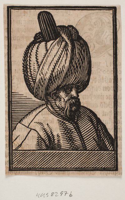 Büste eines bärtigen Mannes mit Turban, 3/4 Profil nach rechts von Melchior Lorck
