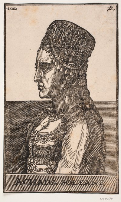 Sultaninporträt, Profil nach links: ACHADA SOLTANE von Melchior Lorck