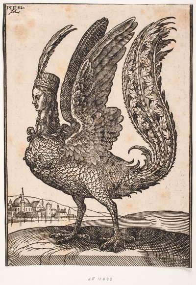 Unidentifiziertes mythisches Tier, Harpyie oder Sirene von Melchior Lorck