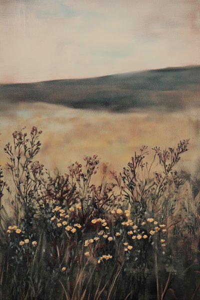 Goldenes Feld mit Wildblumen von Melloi Art Prints