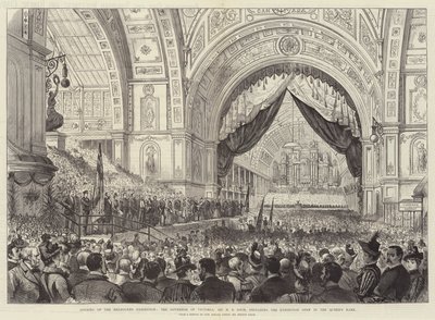 Eröffnung der Melbourne-Ausstellung, der Gouverneur von Victoria, Sir H. B. Loch, erklärt die Ausstellung im Namen der Königin für eröffnet von Melton Prior