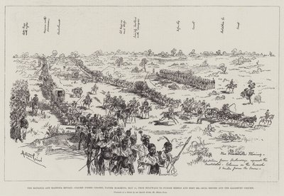 Der Matabili- und Mashona-Aufstand, Kolonne unter Oberst Napier marschiert am 11. Mai von Buluwayo, um Rebellen zu bestrafen und Mr. Cecil Rhodes und die Salisbury-Kolonne zu treffen von Melton Prior