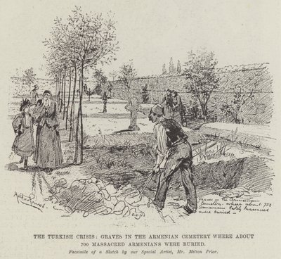Die türkische Krise, Gräber auf dem armenischen Friedhof, wo etwa 700 massakrierte Armenier begraben wurden von Melton Prior