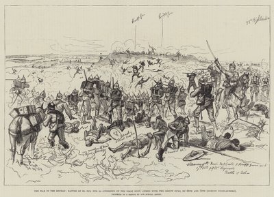 Der Krieg im Sudan, Schlacht von El Teb, 29. Februar, Erstürmung des ersten Forts, bewaffnet mit zwei Krupp-Geschützen, durch die 65. und 75. Gordon Highlanders von Melton Prior