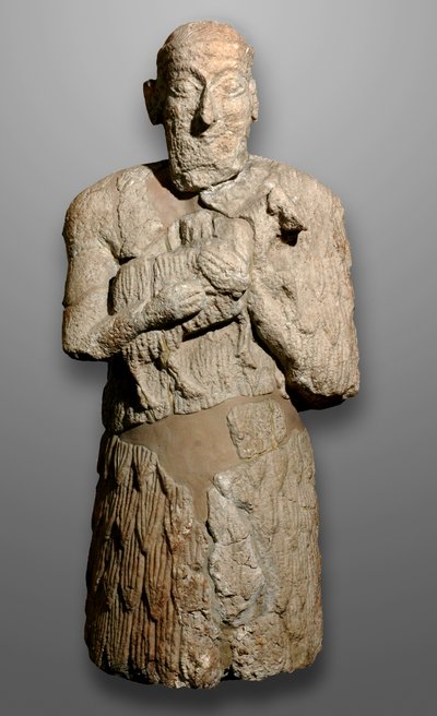 Statue eines Mannes, der Schafe zum Opfer bringt, Sumerien von Mesopotamian