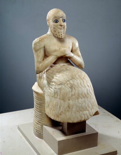 Statue des Verwalters Ebih-il. Skulptur aus Alabaster, Muschel, Lapislazuli und Schiefer, um 2500 v. Chr. (Sumerische Periode, um 2900-2200 v. Chr.). Aus Mari. Höhe: 0,525 m. von Mesopotamian Mesopotamian